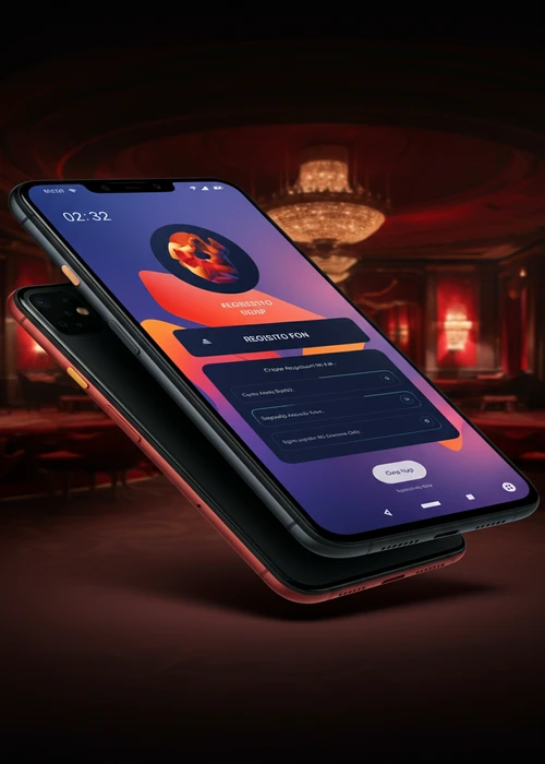 Ein Bildschirm zeigt die einfache Registrierungsformular-Oberfläche bei Sugar Casino, mit Feldern für Nutzerdaten und einem 'Registrieren'-Button für neue Spieler.